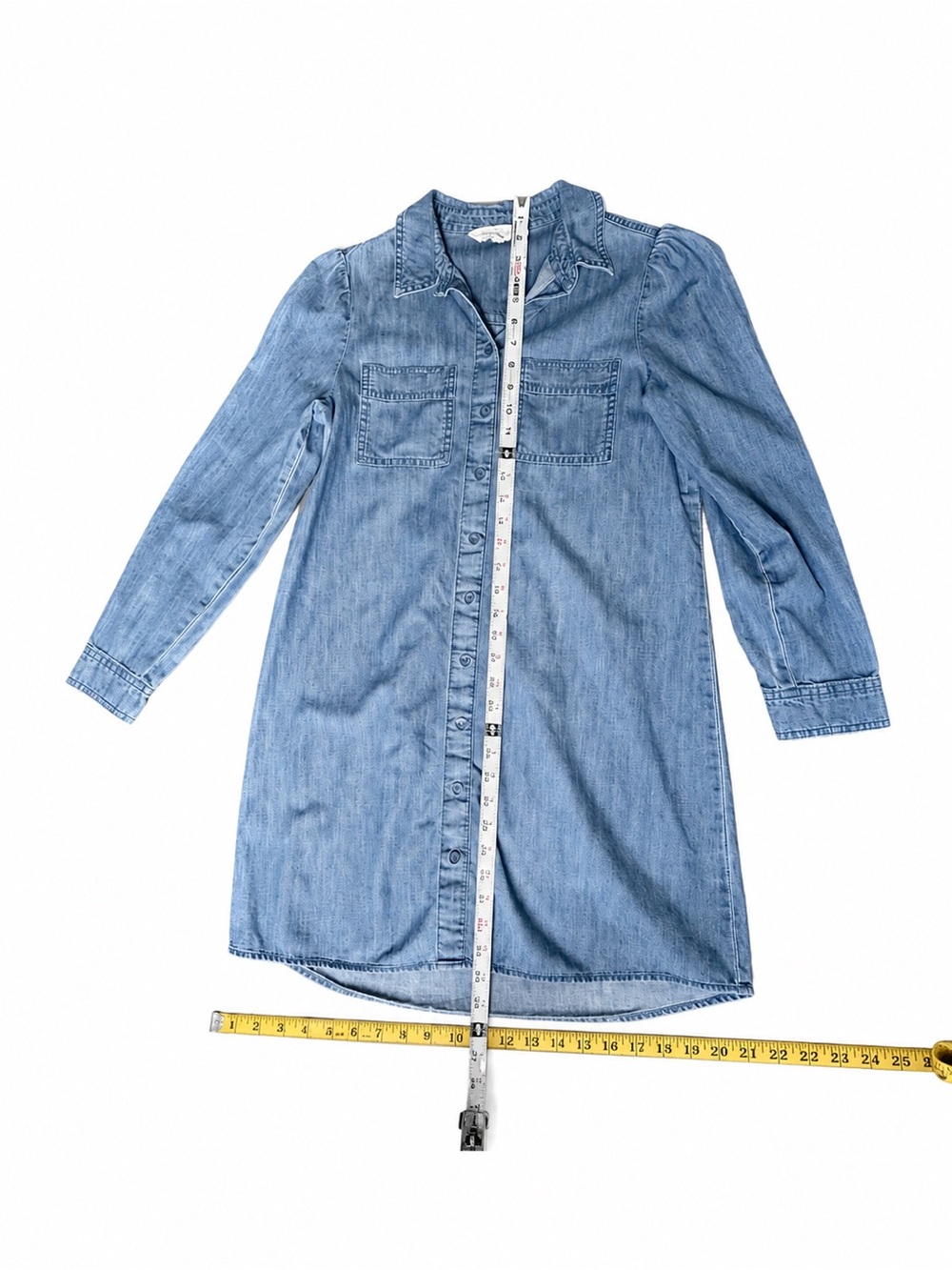 F&F Women’s Size 2 Denim Shirt Dress Chambray Button Down Casual Chic Western - Picture 4 of 7
